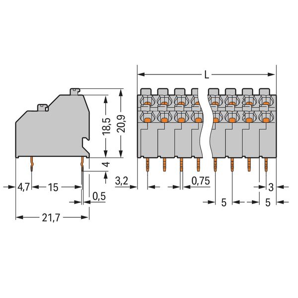 Double-deck PCB terminal block push-button 1.5 mm² green image 1