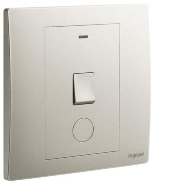 Mallia Senses - 1 gang 1 way double pole switch 20AX with led indicator and earth terminal cable outlet - Champagne image 1