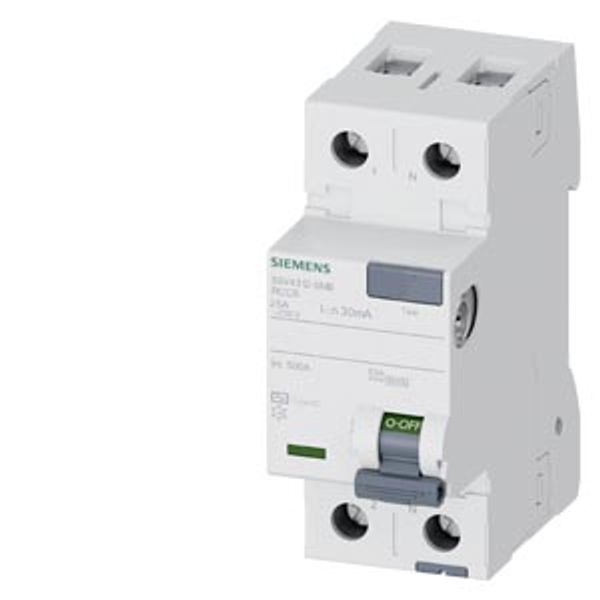 residual current operated circuit breaker; 2-pole; type AC; In: 25 A; 30 mA; Un AC: 230 V; 60 Hz; .... 5SV4312-0MB image 1