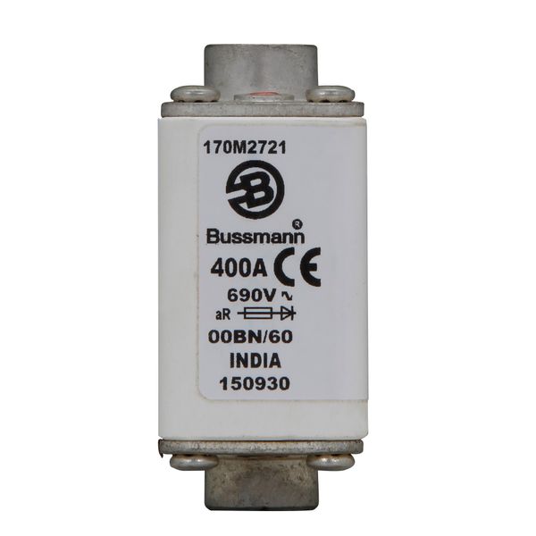 Fuse-link, high speed, 400 A, AC 690 V, size 00, 30 x 48 x 64 mm, aR, IEC, visual indicator image 5