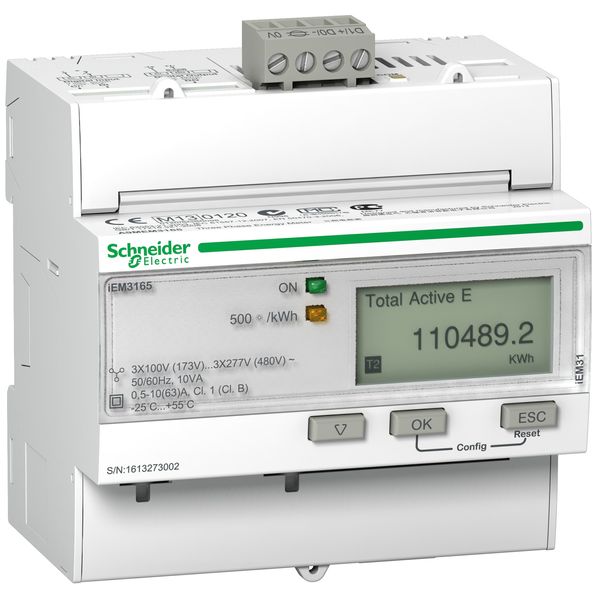 iEM3165 energy meter - 63 A - BACnet - 1 digital I - 1 digital O - multi-tariff - MID image 1