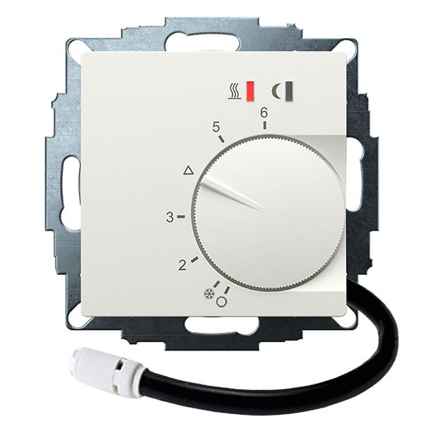 UP controller 5-30C with limiter function. 10-40C, RAL9010 matt 55x55, AC 230V, 16 A 1 NO contact, PWM / 2 point control, switch, TA, display, sensor image 1