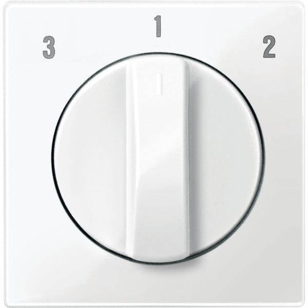 Central plate for fan rotary switch, polar white, glossy, System M image 1