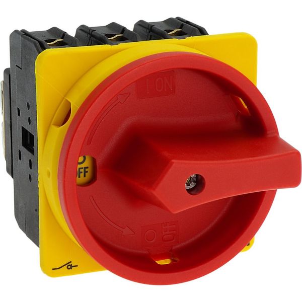 Main switch, P3, 63 A, flush mounting, 3 pole, Emergency switching off function, With red rotary handle and yellow locking ring, Lockable in the 0 (Of image 37