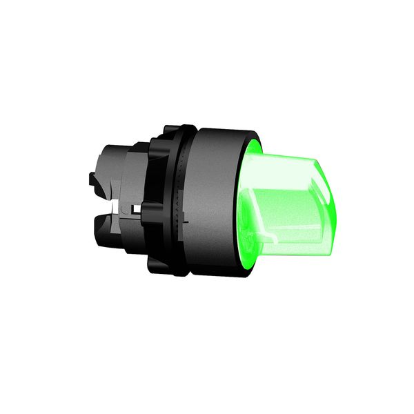 Head for illuminated selector switch, Harmony XB5, XB4, green Ø22 mm 2 position spring return image 1