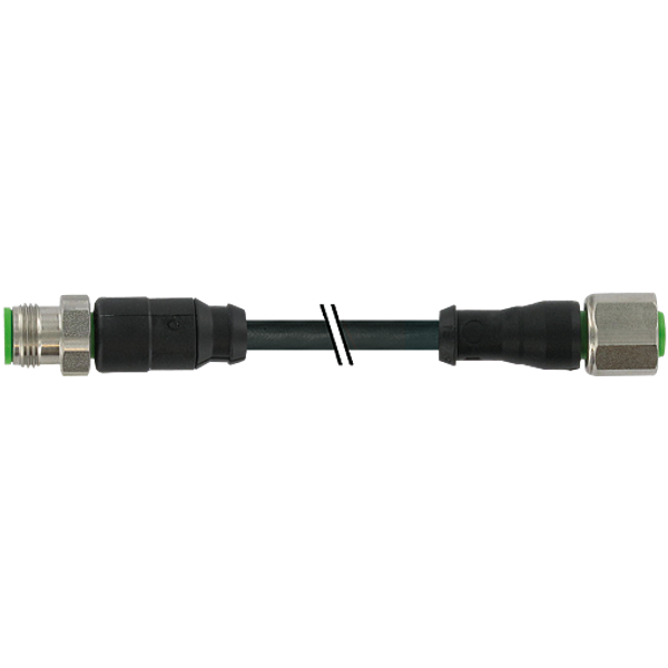 M12 Xtreme male 0° / M12 female 0° A-cod. PUR 4x0.5 bk +drag ch. 0.6m image 1