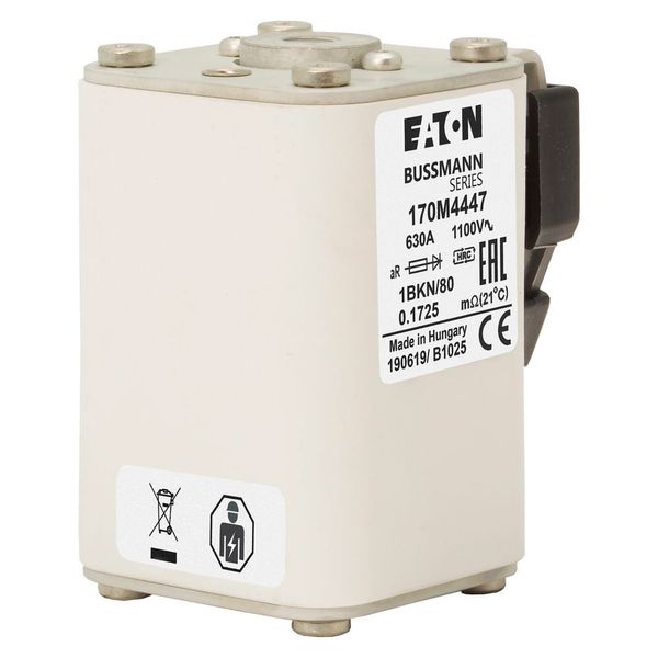 Fuse-link, high speed, 630 A, AC 1100 V, size 1, 53 x 69 x 80 mm, aR, IEC, UL, single indicator image 17