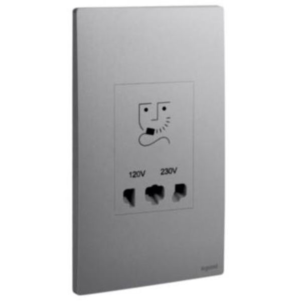 281135DS Mallia Senses 2 gang shaver socket outlet - 120/240 volts image 1