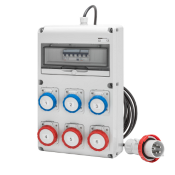 Q-DIN 14 ACS - MOBILE-PORTABLE - WITH CABLE AND PLUG - 3 2P+E 16A IEC309 + 2 3P+E 16A IEC309 + 1 3P+E 32A IEC309 - IP65 image 1