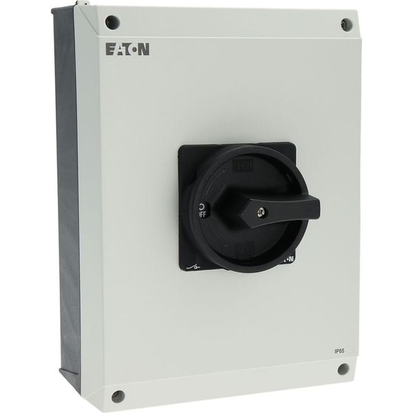 Main switch, T5, 100 A, surface mounting, 4 contact unit(s), 6 pole, 1 N/O, 1 N/C, STOP function, With black rotary handle and locking ring, Lockable image 55