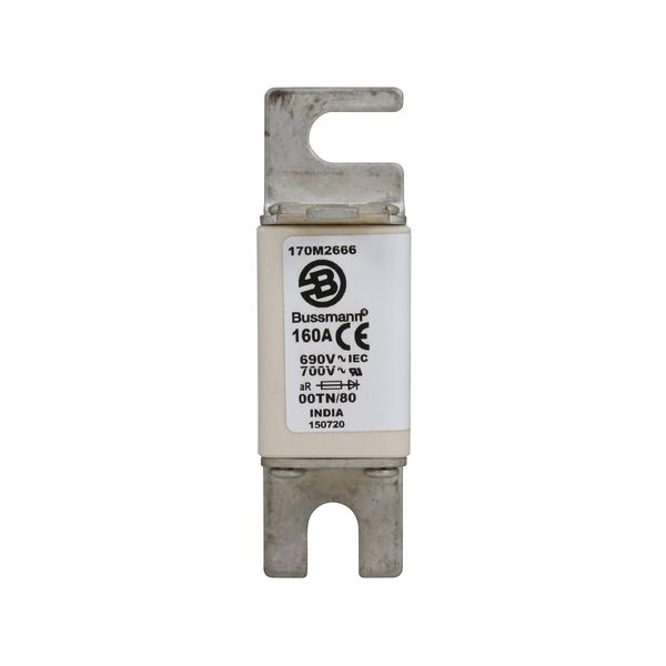 Fuse-link, high speed, 160 A, AC 690 V, DIN 00, aR, DIN, IEC, single indicator, live gripping lugs image 7