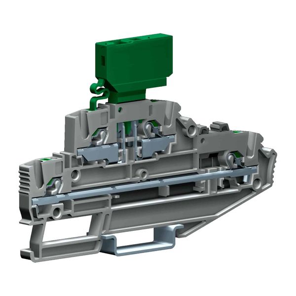 Push-in terminal block 2.5mm2, 2-levels, fuse-holder+feed-through, grey color, EFDS series image 1