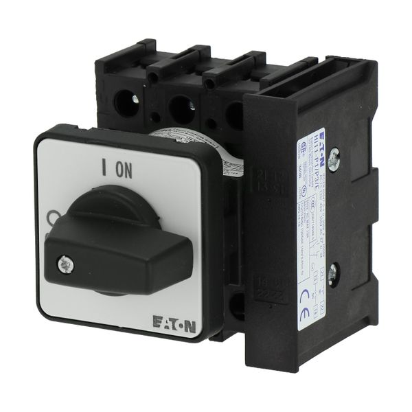 On-Off switch, P1, 40 A, flush mounting, 3 pole, 1 N/O, 1 N/C, with black thumb grip and front plate image 5