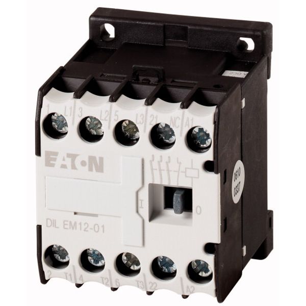 Contactor, 24 V 50 Hz, 3 pole, 380 V 400 V, 5.5 kW, Contacts N/C = Normally closed= 1 NC, Screw terminals, AC operation image 1