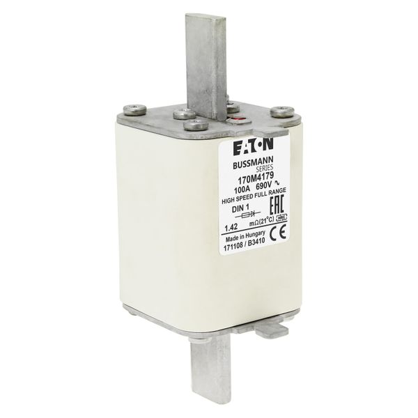 Fuse-link, high speed, 100 A, AC 690 V, DIN 1, 52 x 66 x 135 mm, gR, DIN, IEC, single indicator image 18