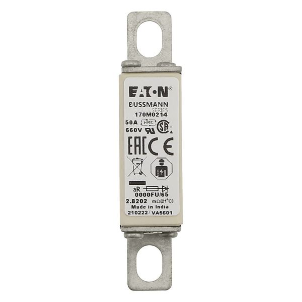 Fuse-link, high speed, 50 A, AC 660 V, size 0000, 18 x 19 x 80 mm, aR, UL image 13