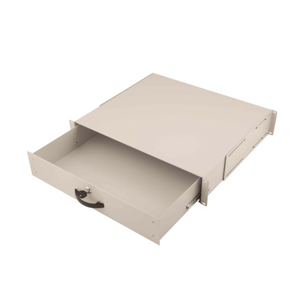 19" Shelf for documents lockable, 25kg Load, D=400, 2U image 2