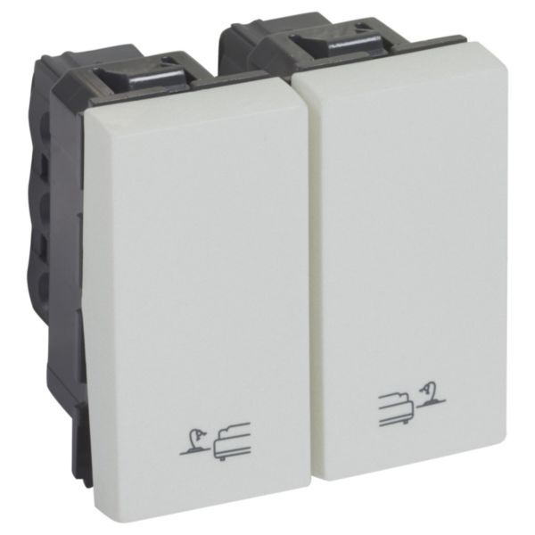 Arteor 2 x 2 Way 10AX Bed Light Switch 2 x 1 Module Soft Alu image 1