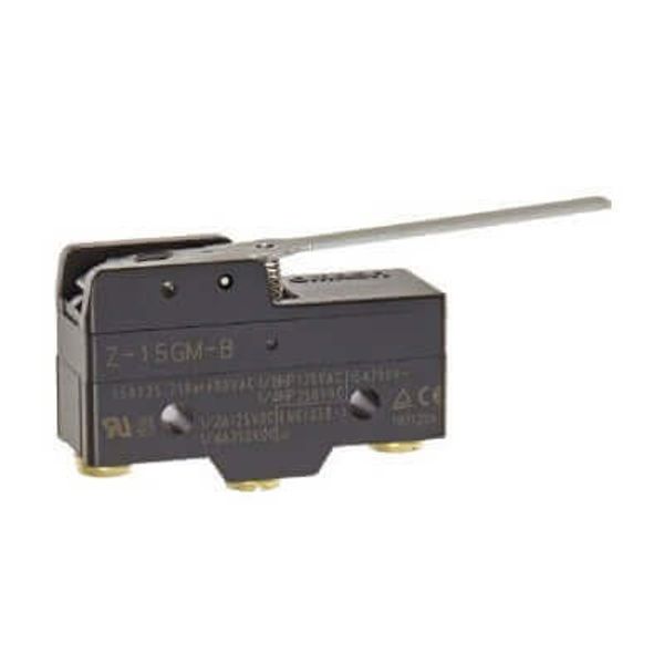 General purpose basic switch, reverse hinge lever, SPDT, 15A, solder t image 1