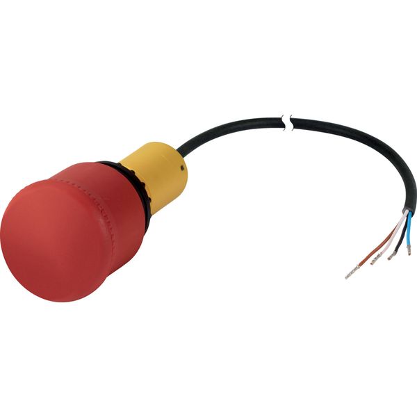 Emergency stop/emergency switching off pushbutton, Mushroom-shaped, 38 mm, Pull-to-release function, 1 NC, 1 N/O, Cable (black) with non-terminated en image 4