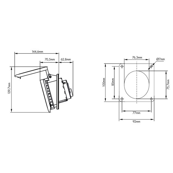 CEE-Panel mounting socket,5-pole, 63A, 400V, IP44, Angle 15ø image 4