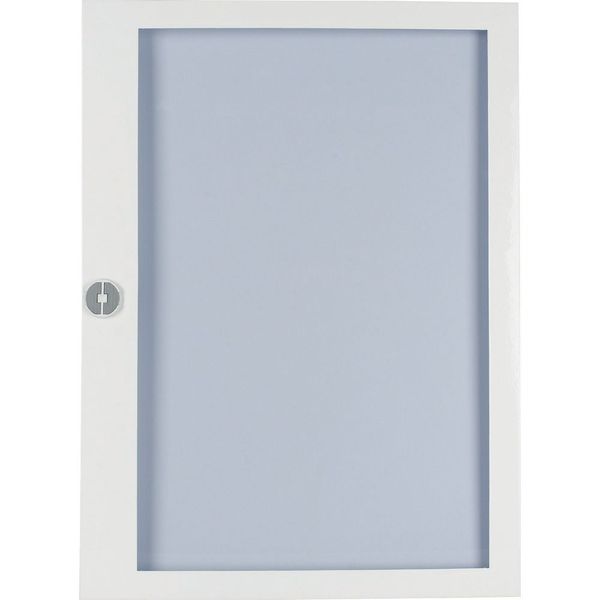 Flush mounted steel sheet door white, transparent with Profi Line handle for 24MU per row, 6 rows image 4