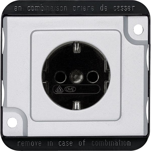 SCHUKO socket-outlet insert w.shutter, screw term., alum., Anti-vandalism image 3