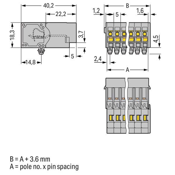 1-conductor male connector CAGE CLAMP® 4 mm² gray image 2