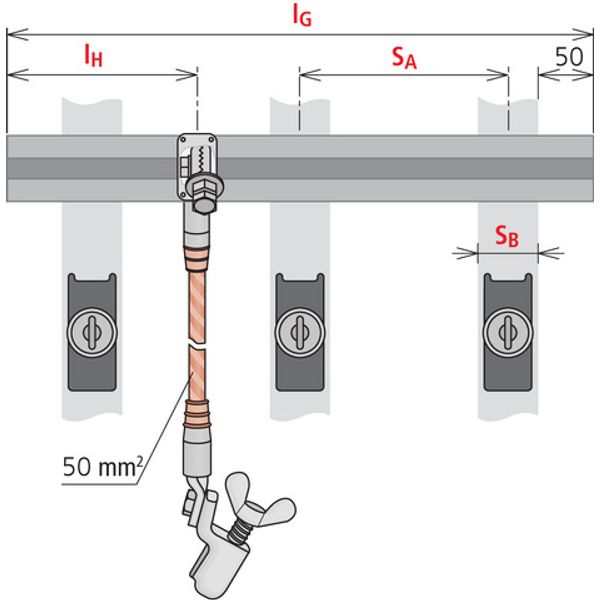 Short-circuiting bar 60x12mm E-Cu F20 with hexagon shaft image 2