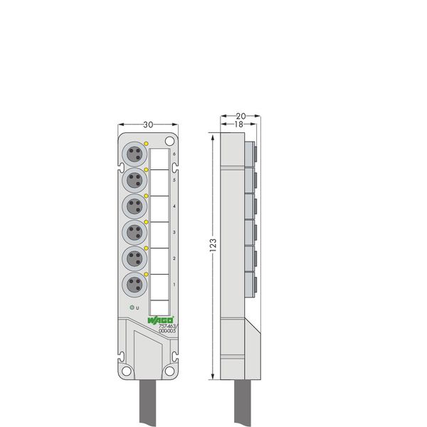 M8 sensor/actuator box 6-way 3-pole image 2