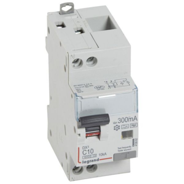 Monoblock differential circuit breaker DX³6000 10kA high inlet and low outlet U+N screw 230V~ - 10A - typeF 300mA image 1