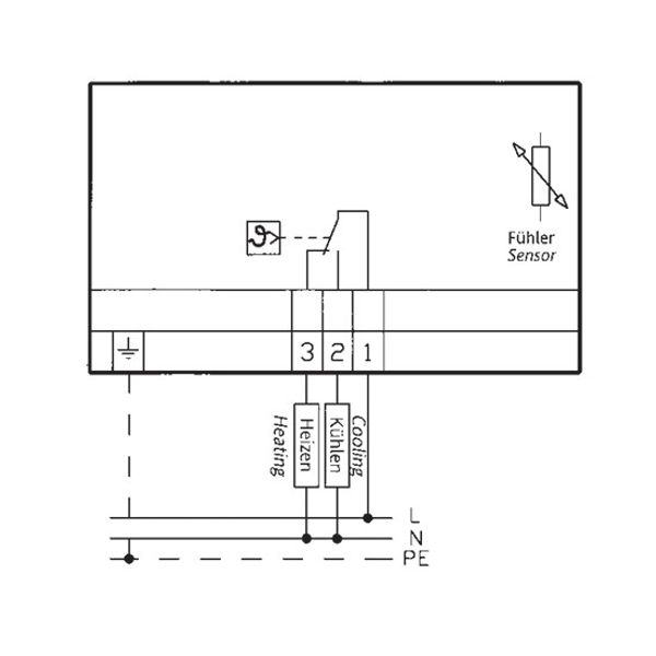 Wet room temperature controller, 0...40C, AC 230V, 1 changeover contact, 16 A, external scale image 3