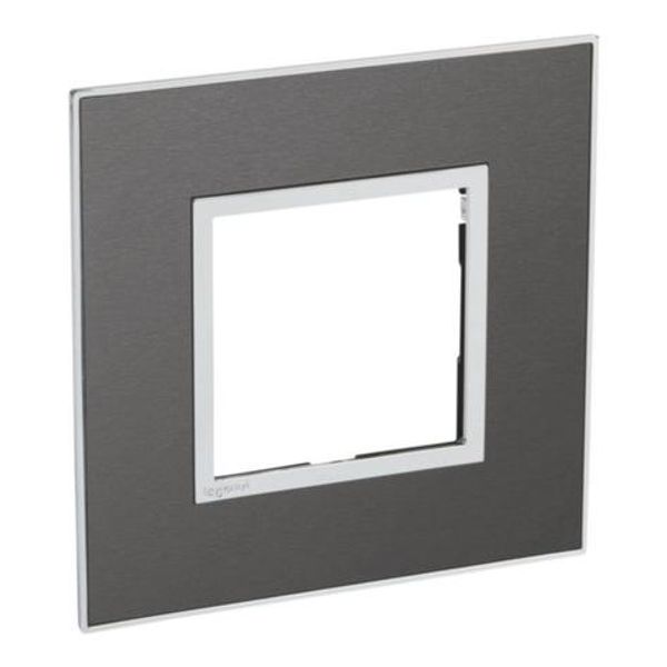 British standard plate Arteor square version 2 modules - brushed metal black image 1