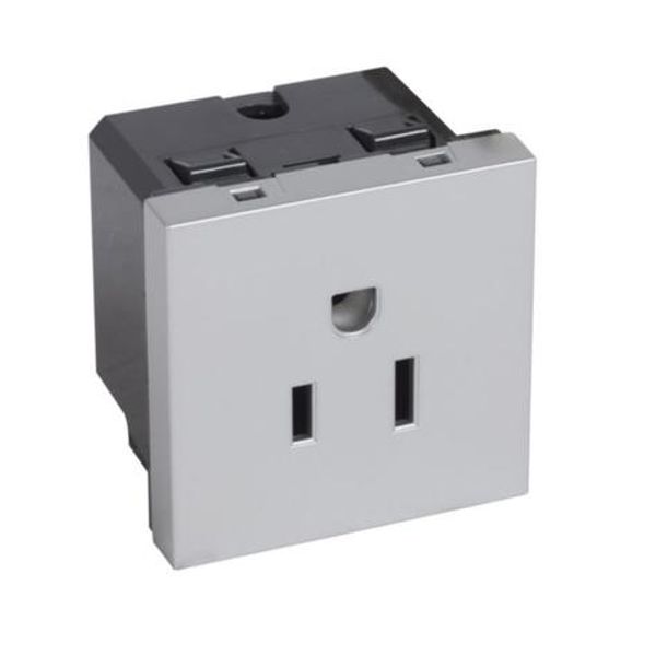 American type 2P+E socket outlet Arteor 15 A 127 V - 2 modules - alu image 1