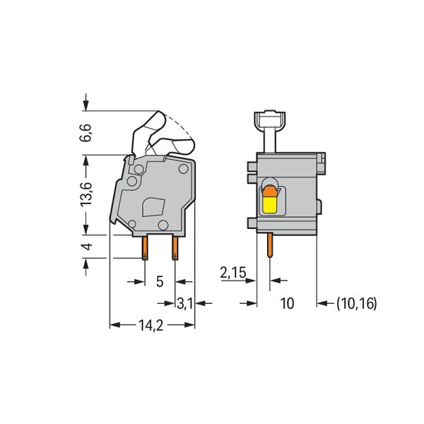 Stackable PCB terminal block push-button 2.5 mm² orange image 5