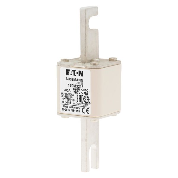 Fuse-link, high speed, 200 A, AC 690 V, compact DIN 1, 45 x 58 x 134 mm, aR, DIN, IEC, single indicator, 80 mm centres image 4