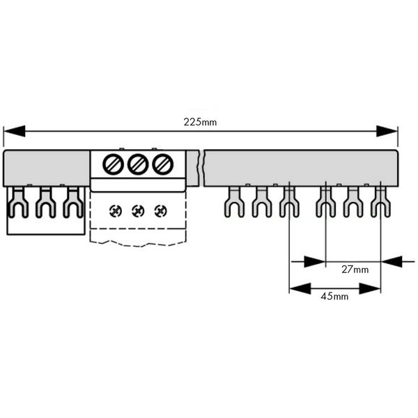 3-phase Busbar for 5xBE5, 45mm fork type UL certified image 3