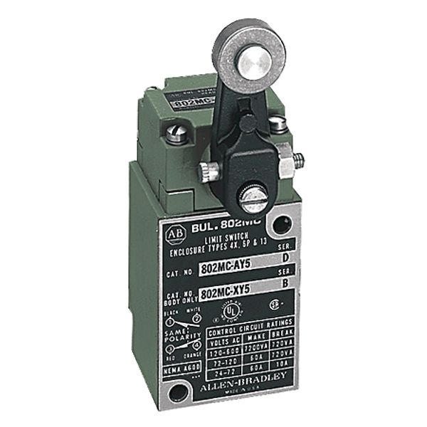 Allen-Bradley 802MC-AY20 Limit Switch, Pre-Wired Factory Sealed, Corrosion Resistant, Complete Switch, Lever Type, Spring Return, Standard Operating Torque, 2-Circuit, CW and CCW operation, Extended Cable Length: 6.1m (20ft) image 1