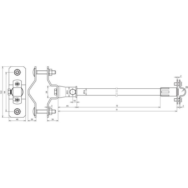 DEHNiso spacer f. Rd 16m L 515mm with pipe clamp D 40-60mm image 2