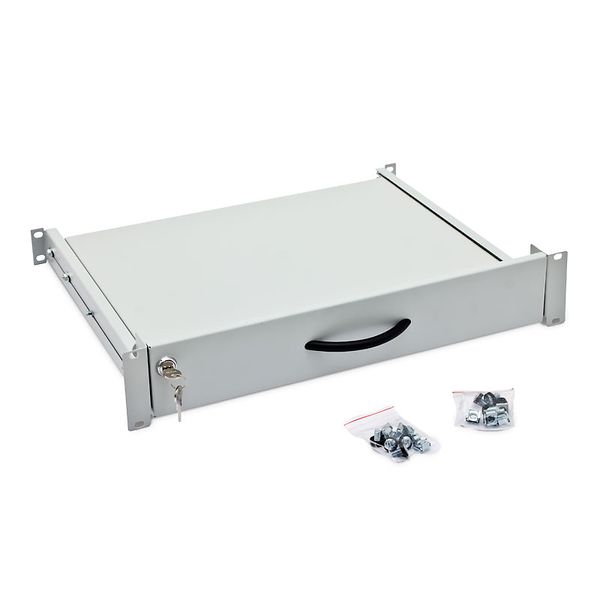 19" Shelf for keyboard and mouse, 25kg Load,D=350,2U,RAL7035 image 2