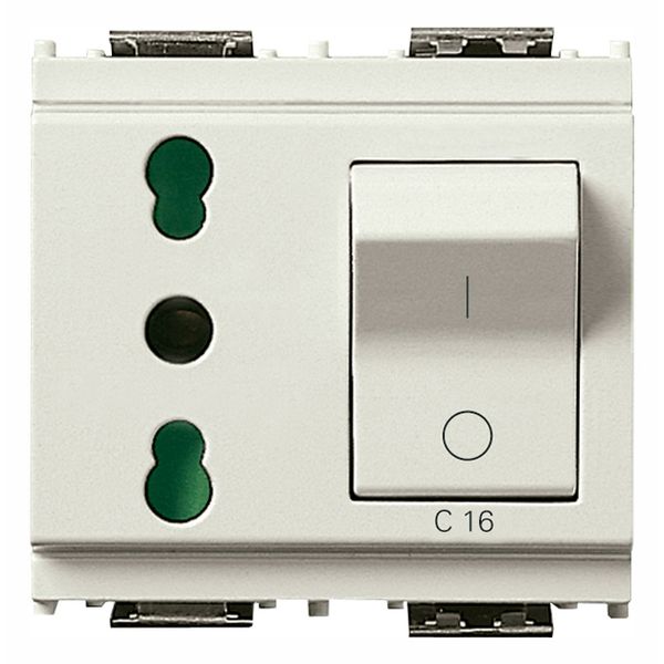 2P+E 16A P17/11 outlet+C16 CB white image 1