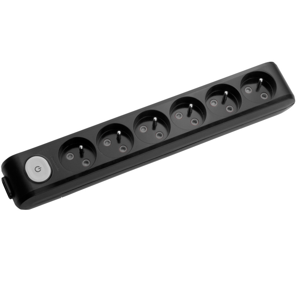 X-tendia Black Six Gang Soc Switch Earth - Up(Screw Connection)P image 1