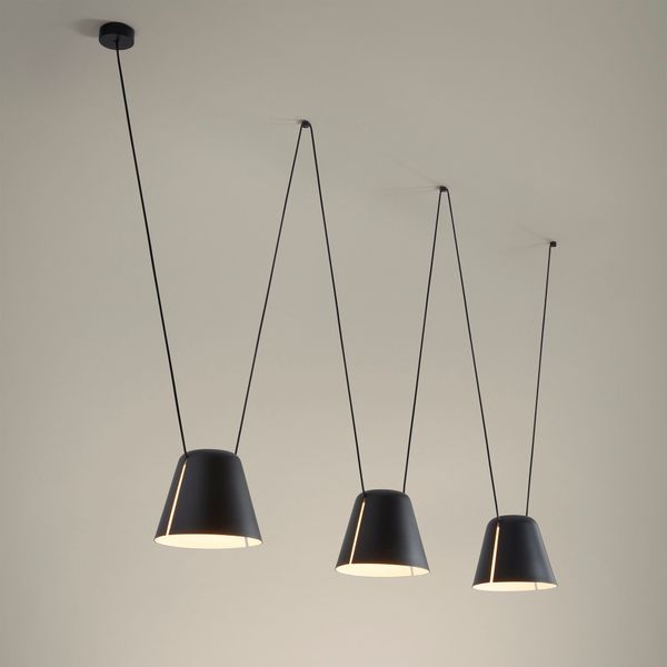 Pendant Attic Triple Conic Shape E27 23W Black  00-7401-05-05 image 1