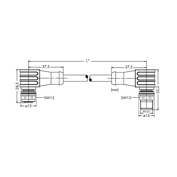 System bus cable M12B socket angled M12B plug angled yellow image 4