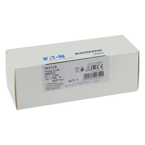 Fuse-link, LV, 315 A, AC 660 V, DC 460 V, BS88/B3, 53 x 137 mm, gL/gG, BS image 15