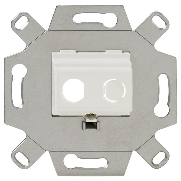 Montageadapter, 2-fach, perlweiß (ähnlich RAL 1013), für 2 F-Buchsen (12 mm), für TAE-Abdeckungen image 1