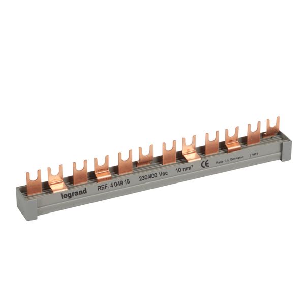 Supply busbar -fork-type -2P balanced on 3 phase -max 6 devices connected-1 row image 1