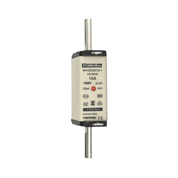 Fuse-link NH1 gG 500VAC 16A isolated tags Double indicator image 1