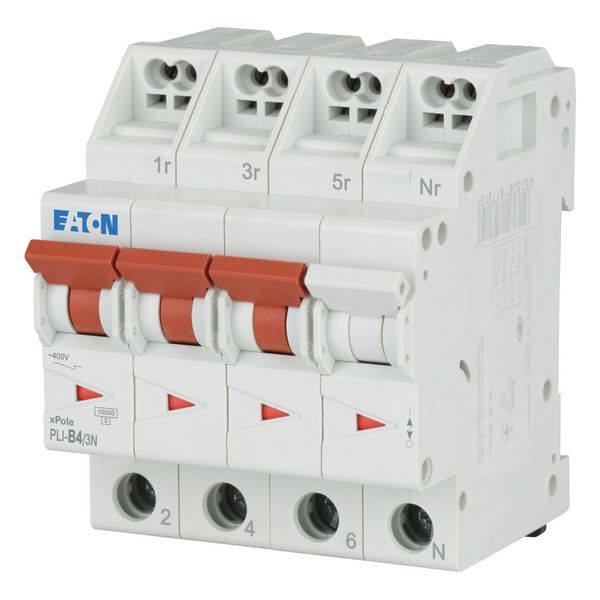 Miniature circuit breaker (MCB) with plug-in terminal, 4 A, 3p+N, characteristic: B image 1