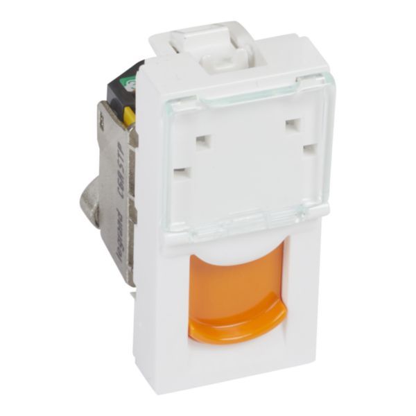 Arteor CAT 6A STP RJ45 Socket 1 Module White with Orange Shutter image 1